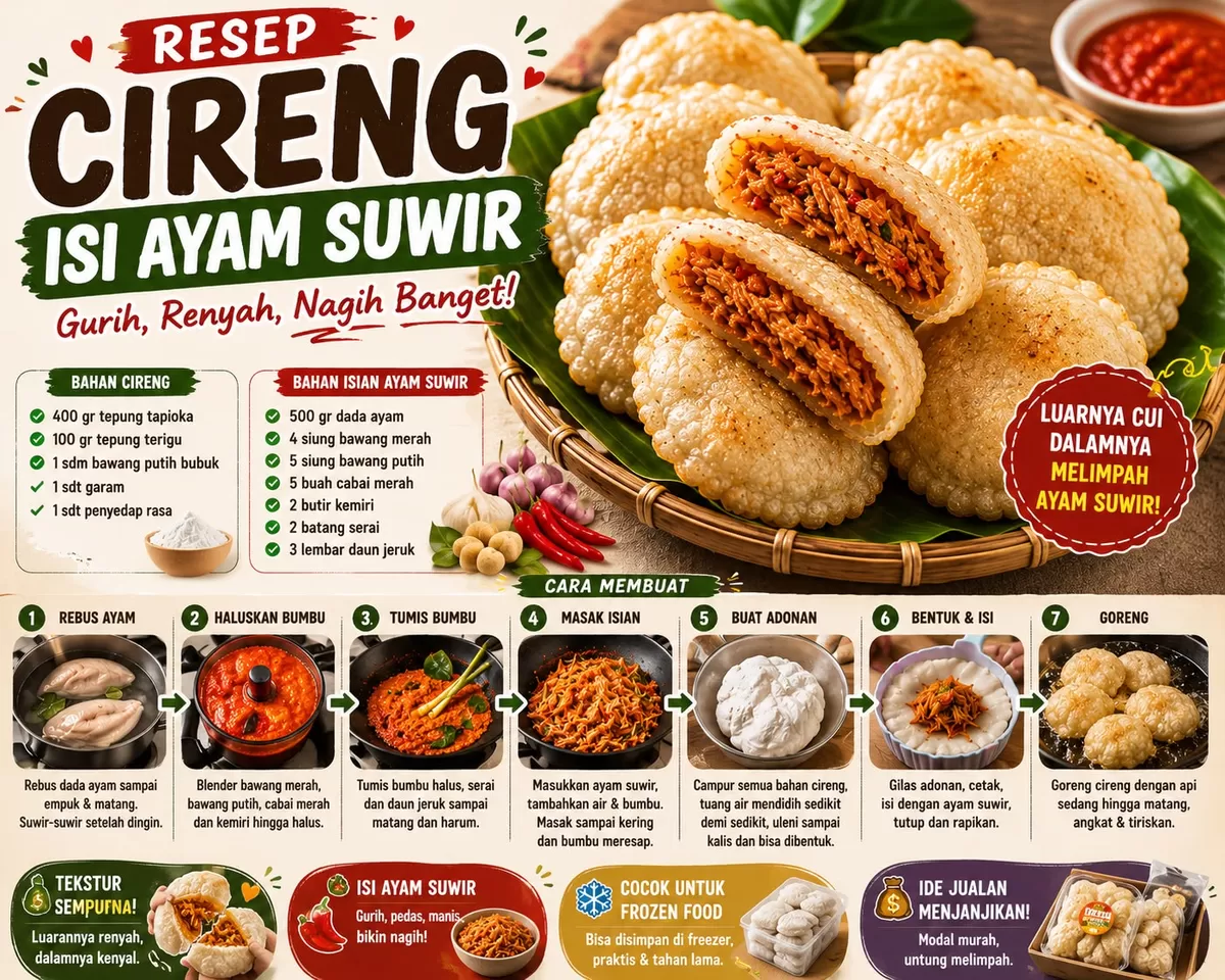 Cireng isi ayam suwir pedas, kenyal, gurih, dan bikin susah berhenti ngunyah! ????????
