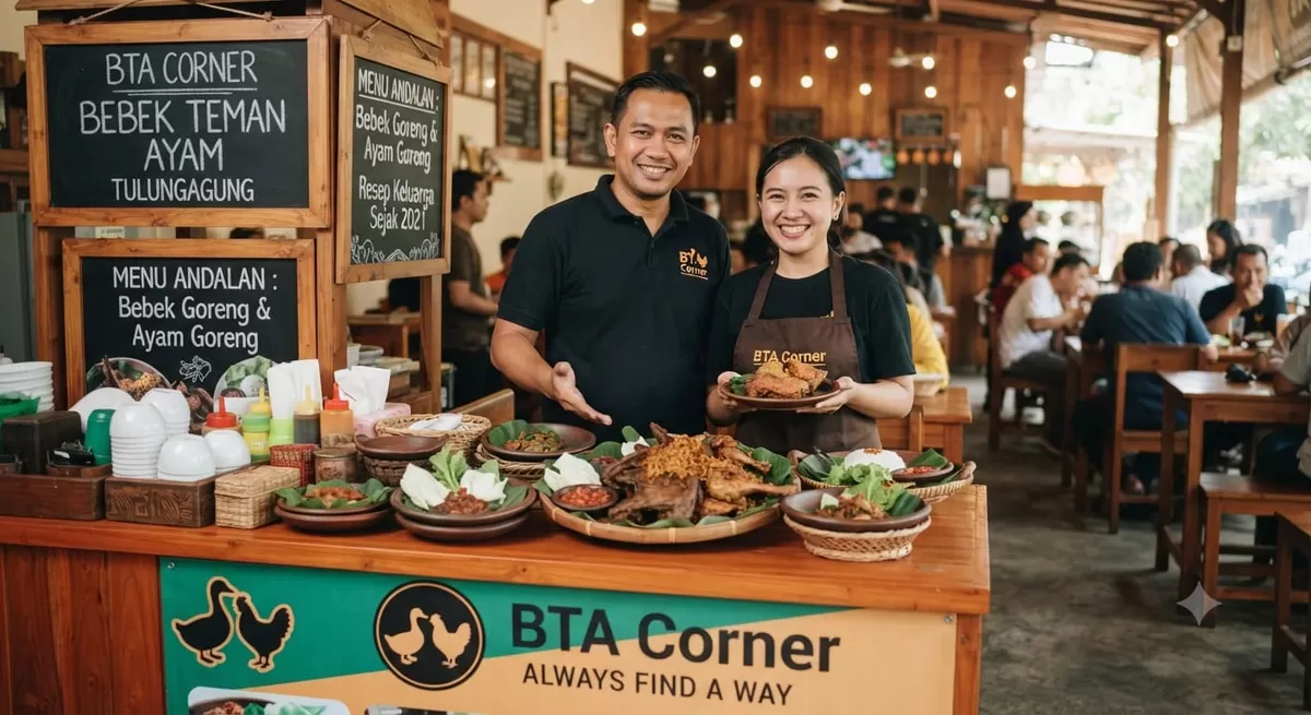 BTA Corner Tulungagung didirikan oleh Henri Gunawan dan Jeni Tandiono sejak 2021 dengan menyajikan menu ayam dan bebek goreng berdasarkan resep keluarga. Mengusung filosofi "Always Find a Way", bisnis ini sukses berkembang dari nol secara bertahap hingga kini memiliki layanan katering dan 25 karyawa