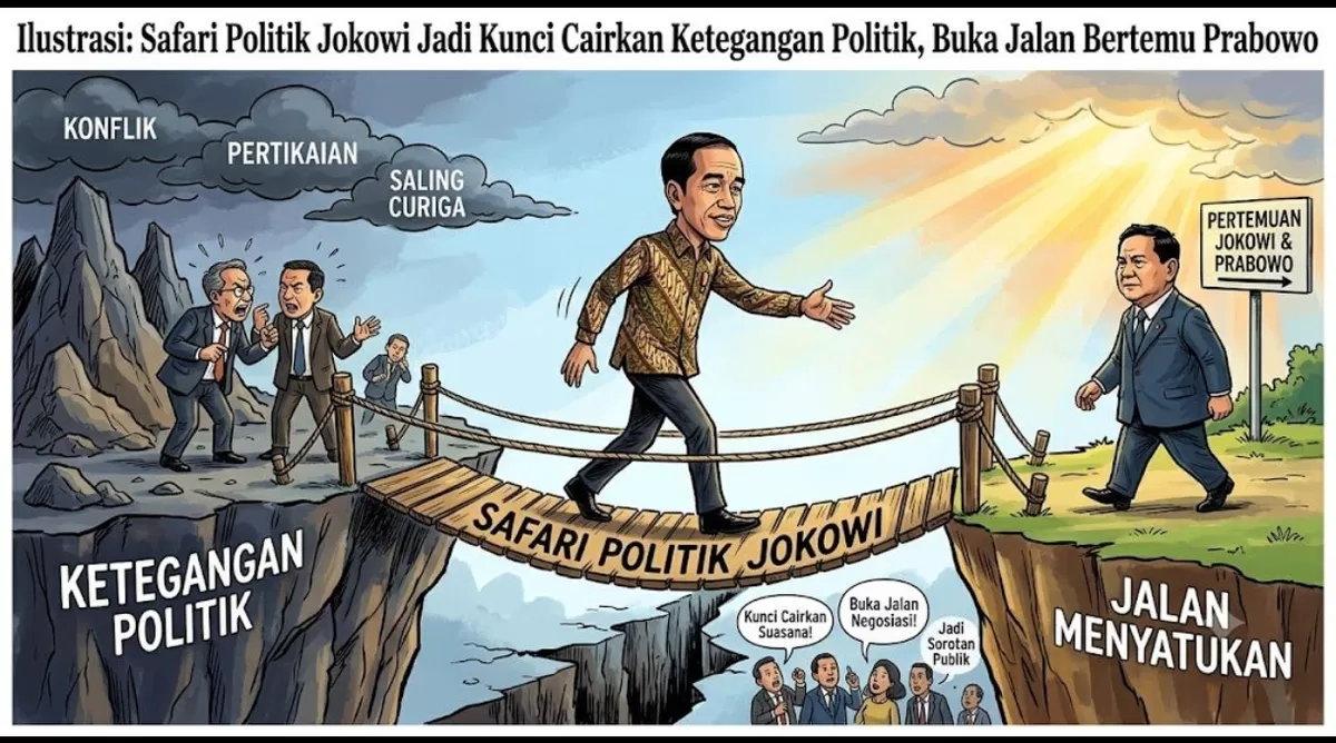 Safari Politik Jokowi kembali menjadi sorotan. Langkah Presiden membangun komunikasi dengan sejumlah tokoh politik dinilai menjadi kunci mencairkan ketegangan pasca-Pilpres sekaligus membuka peluang pertemuan bersejarah dengan Prabowo.