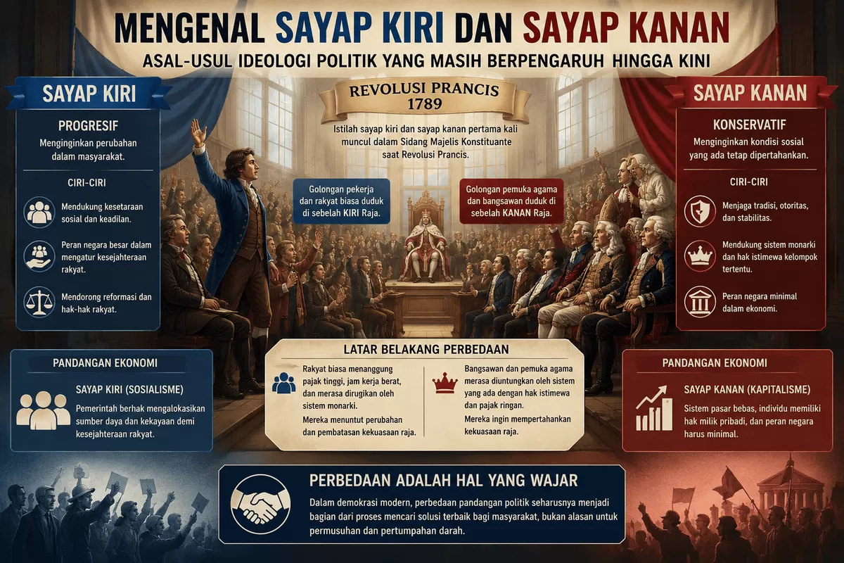 Sayap kiri dan sayap kanan lahir dari Revolusi Prancis 1789. Memahami sejarahnya membantu memahami politik modern.