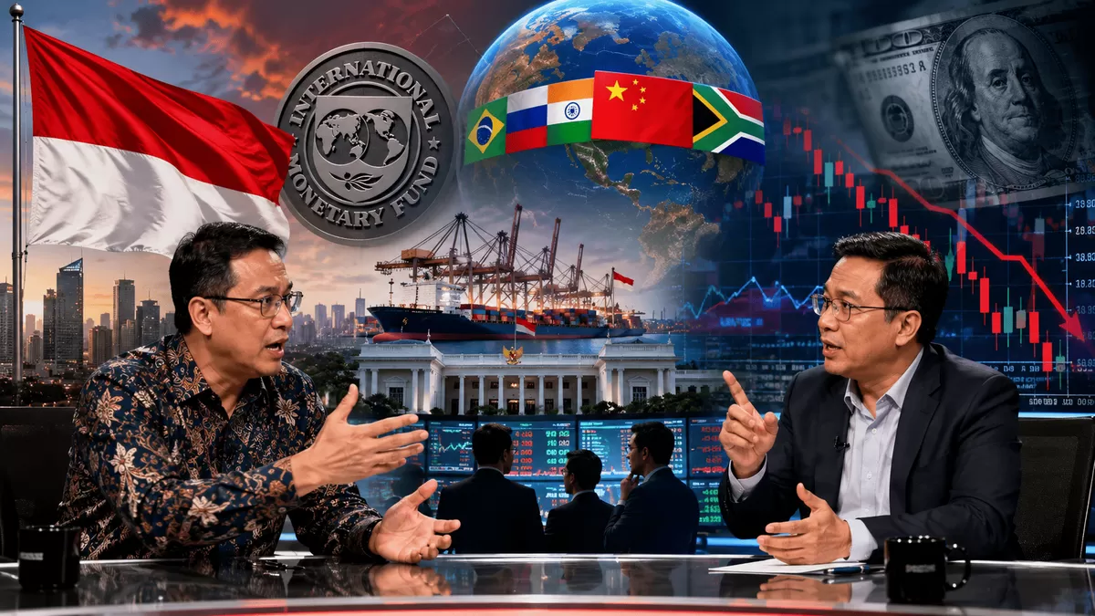 "Perdebatan soal IMF, BRICS, dan arah kebijakan ekonomi Indonesia kembali menghangat. Di tengah perubahan tatanan ekonomi global, mampukah Indonesia menjaga kepercayaan investor sekaligus memperkuat posisi strategisnya di panggung dunia?"