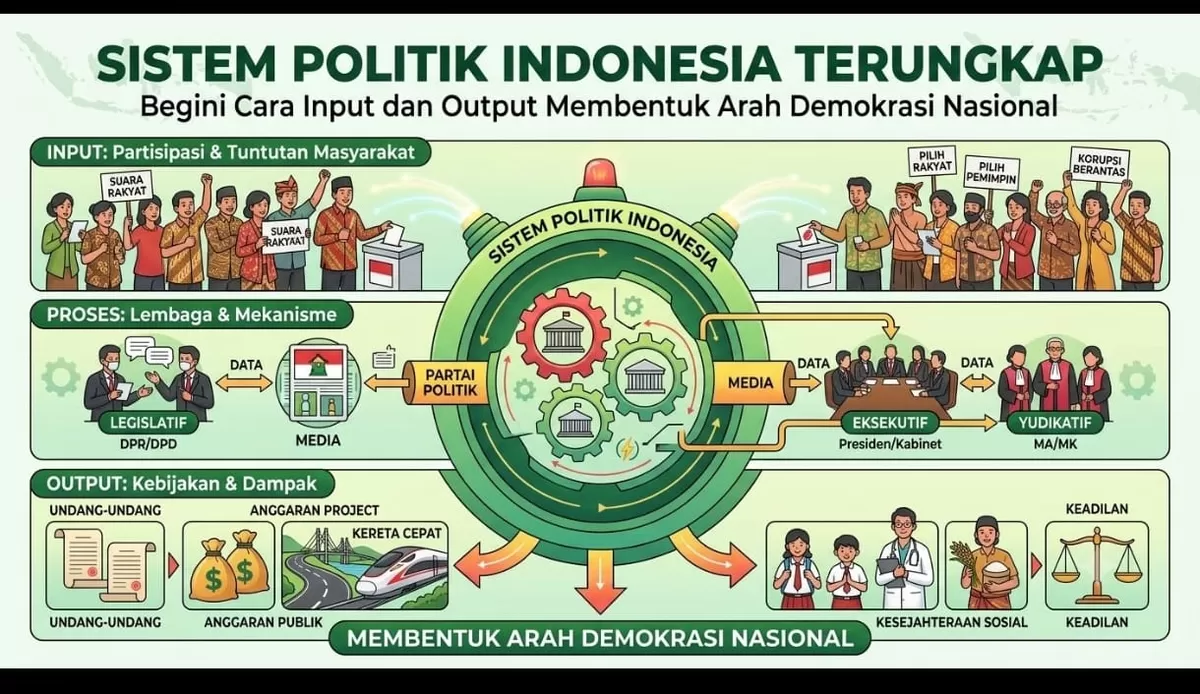 Bagaimana sebenarnya arah demokrasi nasional dibentuk? Di balik setiap kebijakan dan keputusan politik, ada proses panjang berupa input dan output politik yang menentukan jalannya sistem pemerintahan.