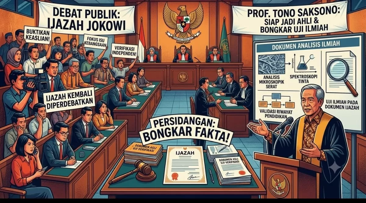Ijazah Jokowi kembali menjadi sorotan. Kali ini, Prof. Tono Saksono menyatakan kesiapannya menjadi saksi ahli jika perkara dugaan ijazah Jokowi berlanjut ke persidangan.