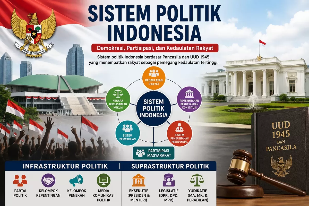 Sistem politik Indonesia menjadi fondasi demokrasi yang mengatur hubungan antara negara, lembaga politik, dan masyarakat berdasarkan Pancasila serta UUD 1945