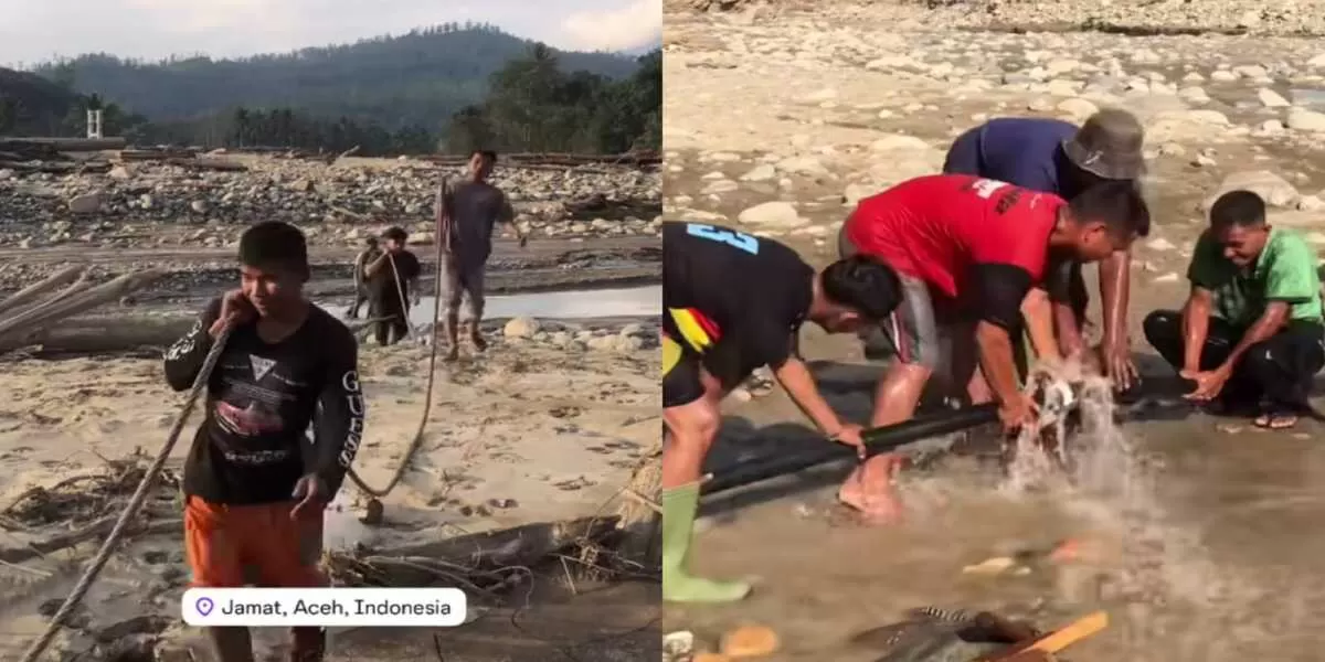 Warga Kampung Jamat, Aceh Tengah mengalami krisis air bersih dua bulan pascabanjir.  (Instagram/serta_lia_gali)