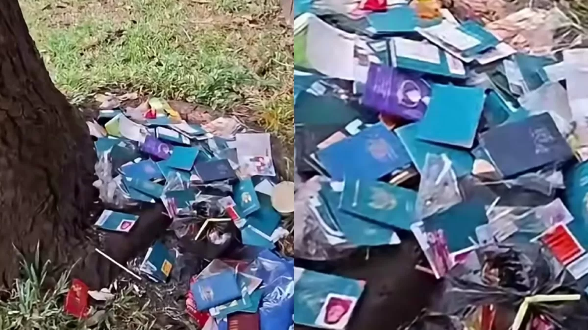 Viral temuan tumpukan paspor berserakan di BSD, Tangerang.  ((Instagram/martino_mark_expert))