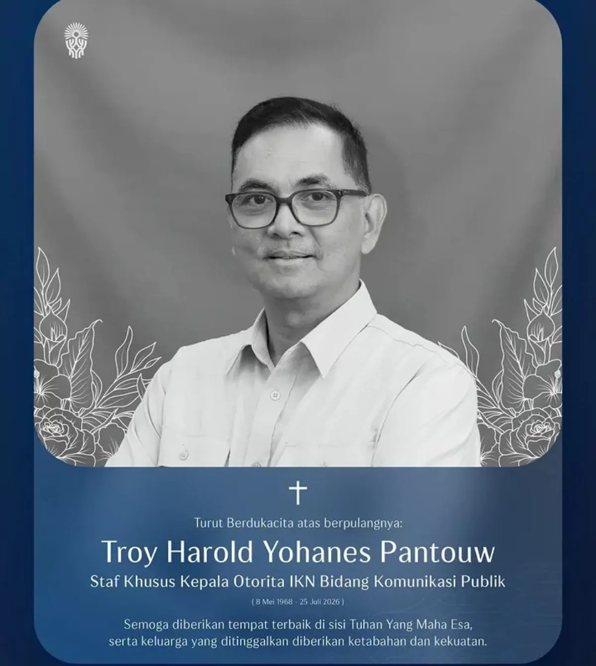 Jubir OIKN Troy Harold Yohanes Pantouw meninggal (Istimewa)