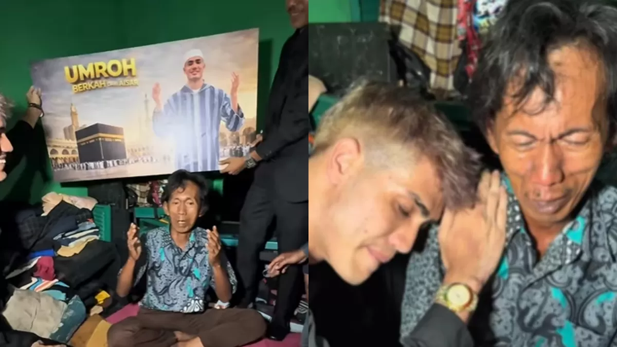 Sudrajat, pedagang es gabus asal Bogor, saat menerima kunjungan influencer Malaysia Aisar Khaled. (Foto: Instagram.com/@aisar_khaledd)
