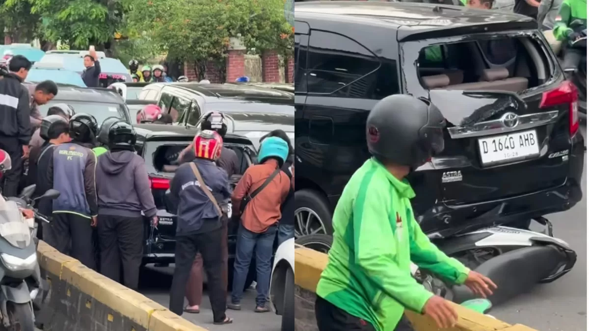 Mobil Toyota Calya lawan arah di Jalan Gunung Sahari, Jakpus