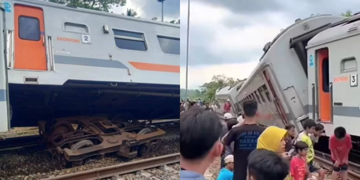 Menyoroti insiden anjloknya rangkaian kereta api Bangunkarta di Stasiun Bumiayu, Brebes, Jawa Tengah, pada Senin, 6 April 2026. (Instagram.com/@undercover.id)