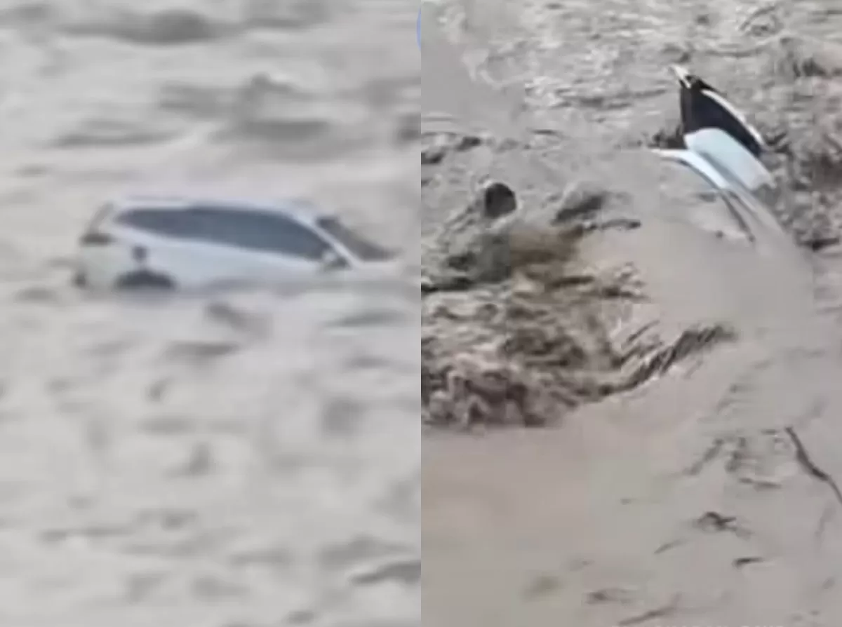 Penyelamatan mobil Camat Pantan Cuaca di Gayo Lues yang terseret arus sungai. (Instagram/eksotisaceh)