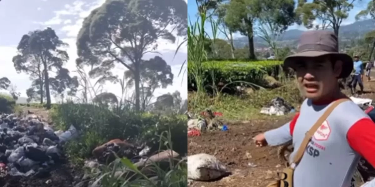 Menyoroti penuturan warga di Pangalengan, Bandung, yang mengeluhkan tumpukan sampah pada akses jalan desanya. (Instagram.com/@bewara.pangalengan)