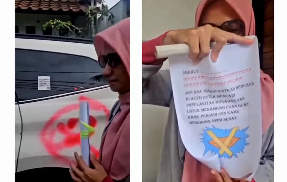 Sherly Annavita menunjukkan teror yang ditujukan kepada dirinya. (Instagram/@sherlyannavita)
