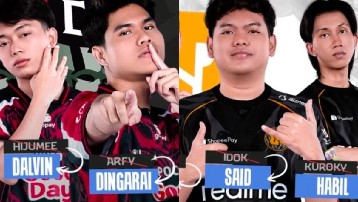 Pemain Alter Ego dan RRQ Hoshi tampil dengan nama asli jelang MPL ID S18 (kolase instagram @mpl.id.official)