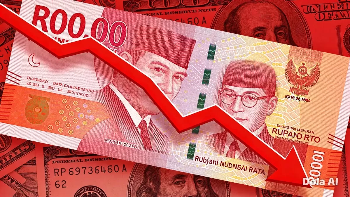 Perdagangan valuta asing menampilkan kurs rupiah yang sempat menyentuh Rp17.900 per Dolar AS di tengah tekanan ekonomi global terbaru. (Dok. Kreasi Dola AI)