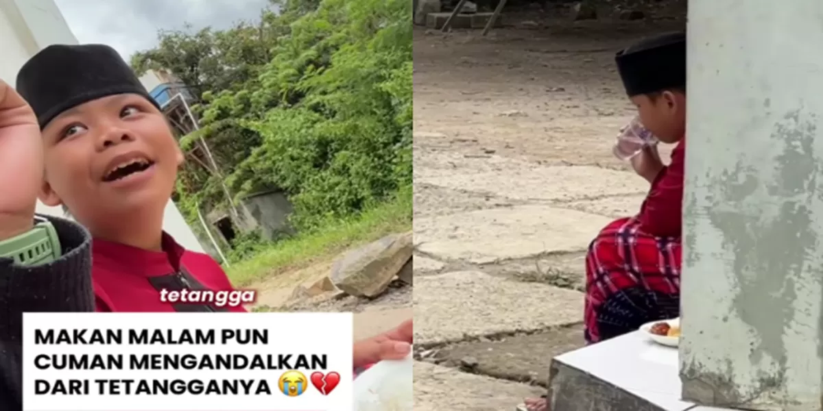 Seorang anak di Bandung yang selalu membawa pulang makanan dari masjid untuk neneknya. (Instagram/masjidpemudaalhamra)