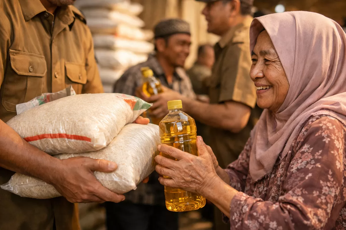 Bansos Sembako jelang Ramadan 2026.  (DISTRIK NEWS/ChatGPT )