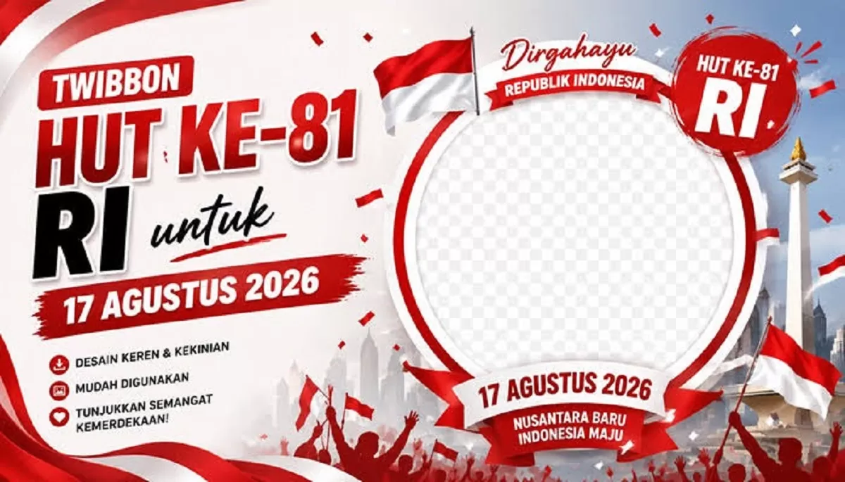 Link download twibbon gratis memperingati HUT RI ke-81 tahun 2026 desain keren dan modern. (twibbonize.com)