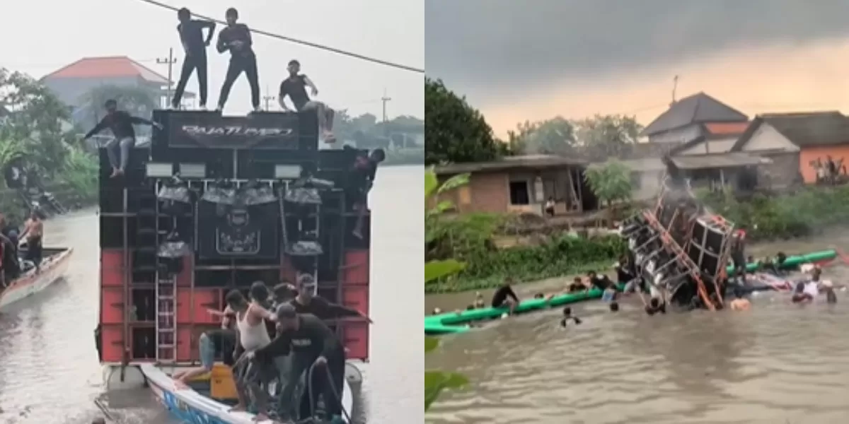 Menyoroti insiden viral yang memperlihatkan sound horeg di Sidoarjo tercebur ke sungai. (Instagram.com/@undercover.id)