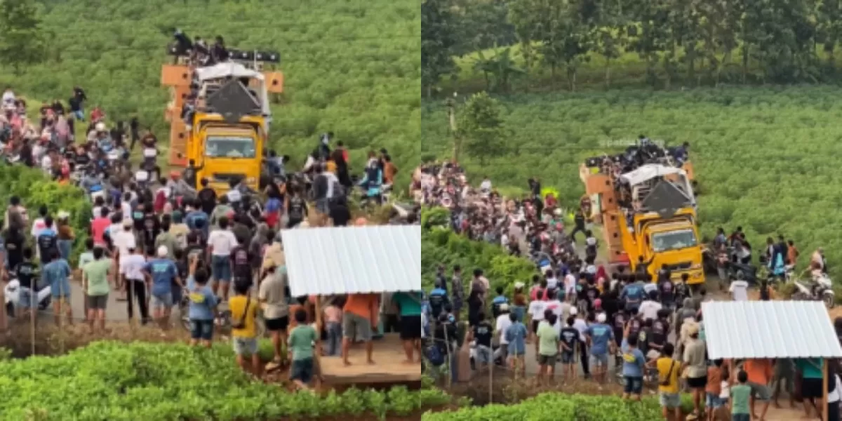Menyoroti insiden viral terkait dugaan truk bermuatan sound horeg hampir terguling saat berada di jalan tanjakan wilayah Tlogowungu, Pati. (Instagram.com/@patisakpore)