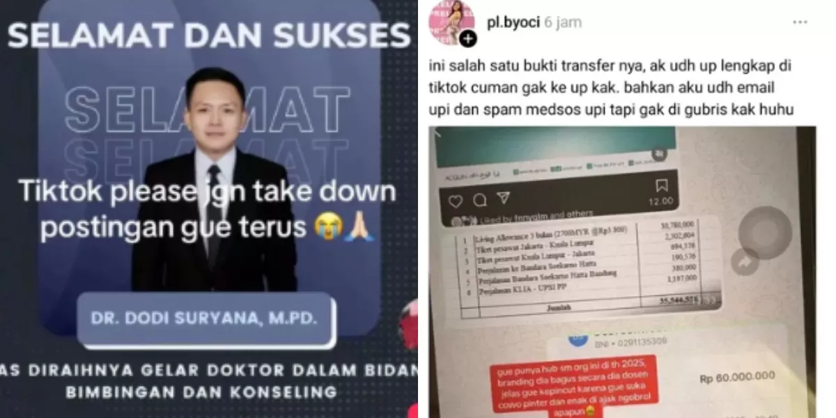 Menyoroti kasus dugaan penipuan yang dilakukan oknum dosen Universitas Pendidikan Indonesia (UPI) terhadap seorang wanita senilai Rp100 juta. (Instagram.com/@kabarmahasiswa.id)