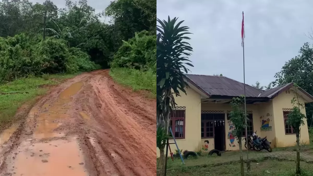 Warga di Kabupaten Way Kanan, Lampung mengeluhkan kondisi jalan rusak. (Instagram/gilaang.ramadhaan)