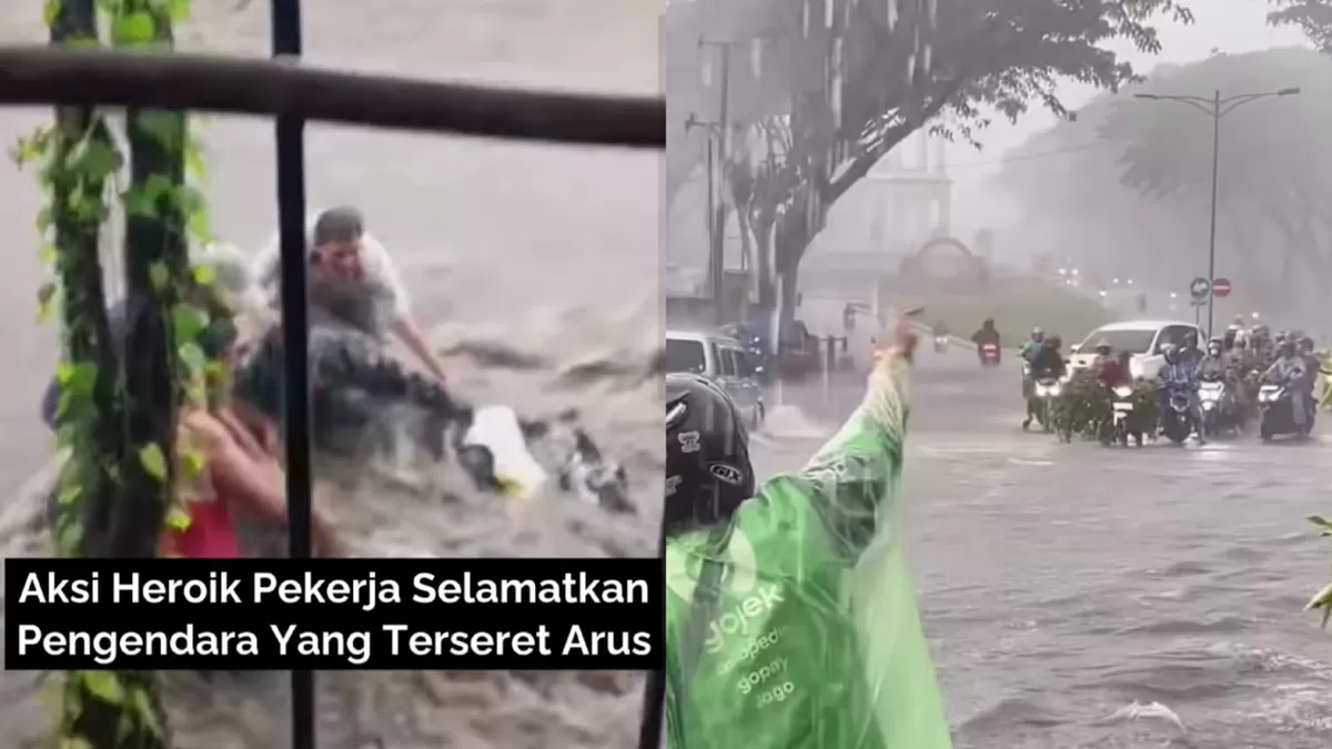Kawasan KIC di Kota Semarang, Jawa Tengah mengalami banjir usai hujan deras dengan intensitas tinggi. (Instagram/beritasemaranghariini - infokejadian-semarang)