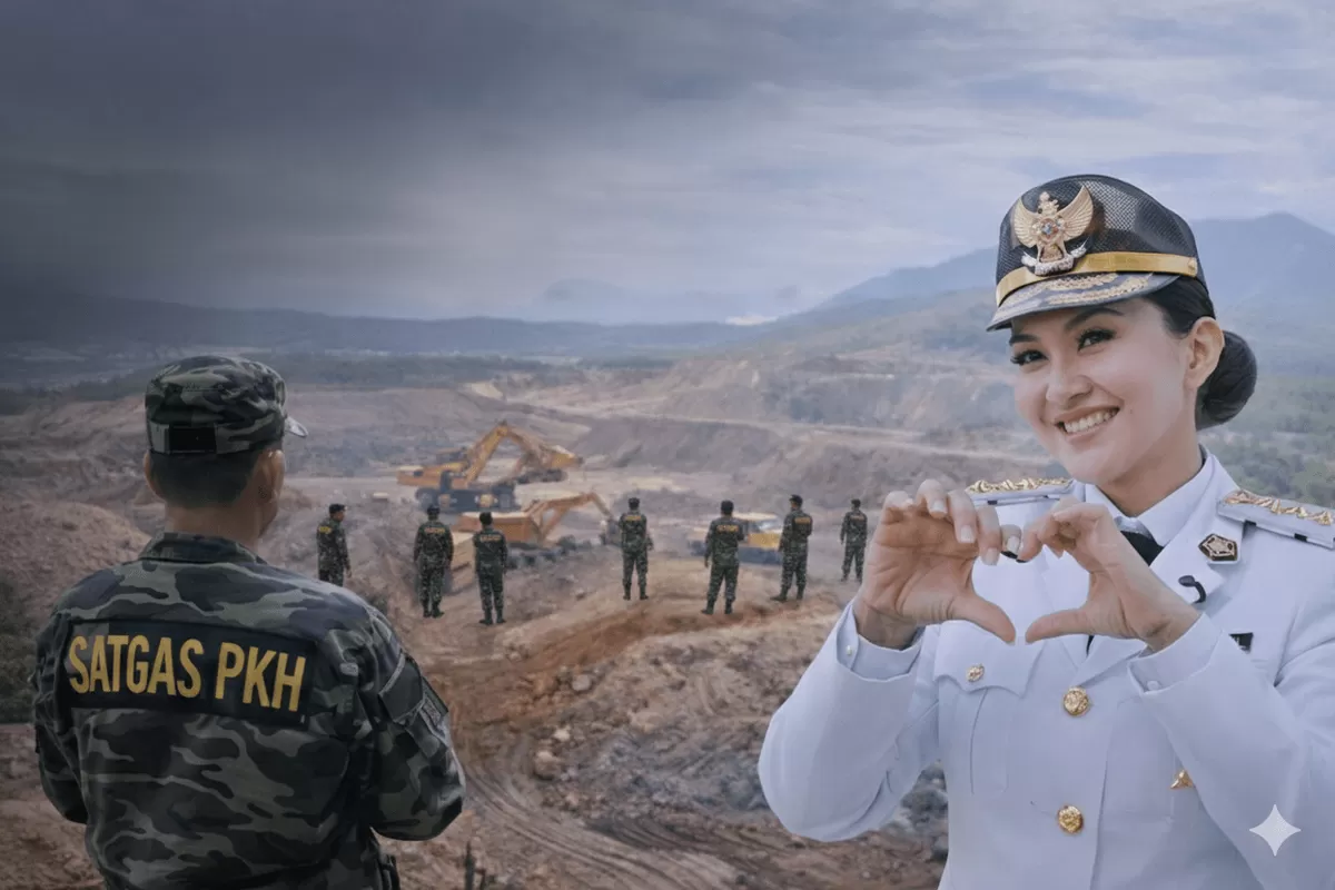 Ilustrasi Gubernur Maluku Utara, Sherly Tjoanda, dan Satgas PKH di lokasi tambang. (f: internet)