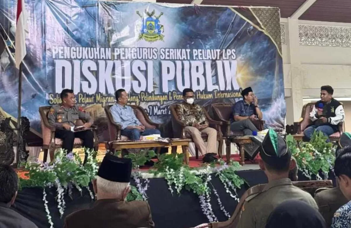 Pengukuhan pengurus Serikat Pelaut Patih Sampun (SPPS) Pemalang di Balai Rakyat DPRD Pemalang, Sabtu (7/3/2026), yang dihadiri perwakilan pemerintah daerah serta pelaut migran asal Pemalang. (f: istimewa)