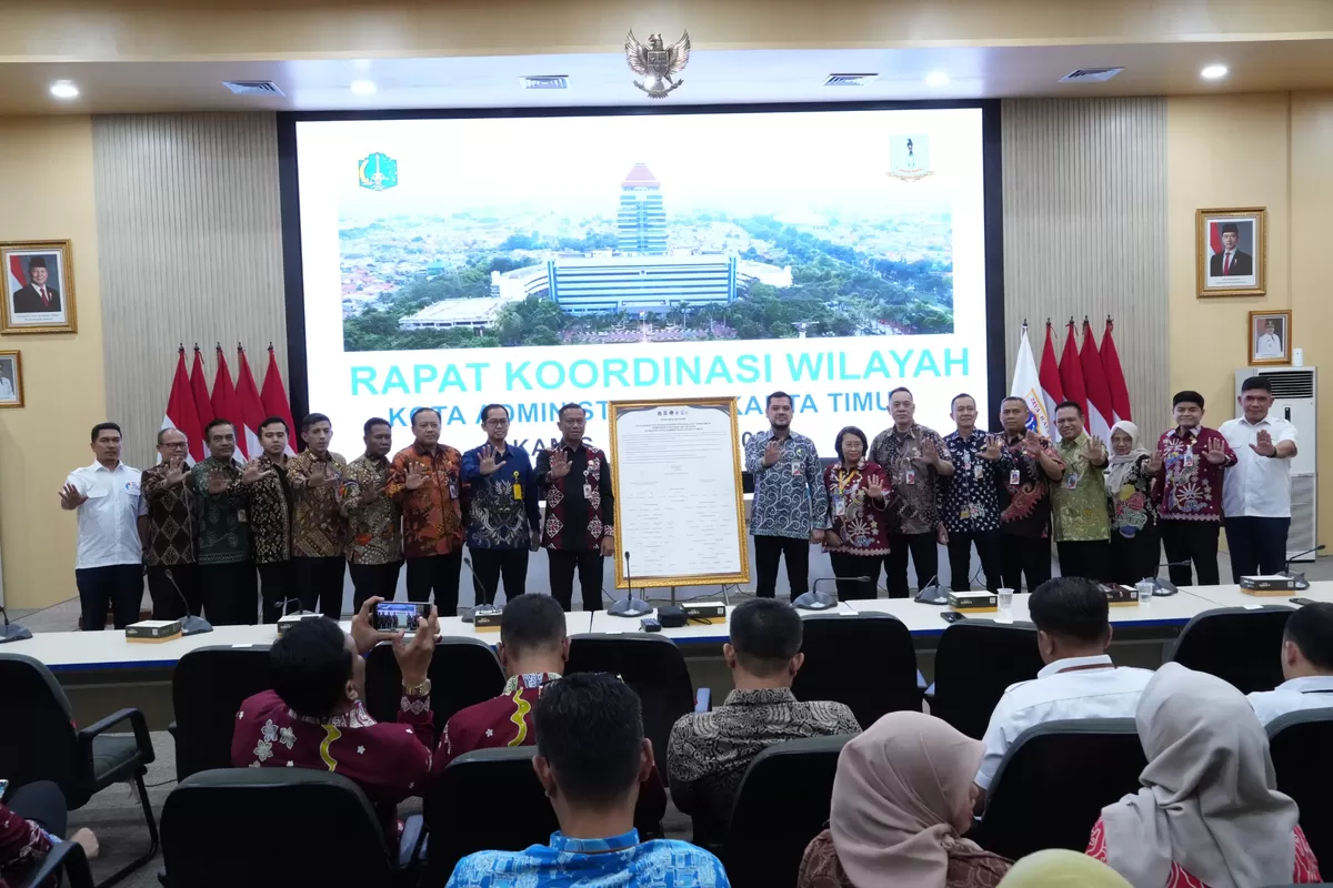 Pemerintah Kota Administrasi Jakarta Timur menggelar Rakorwil Tingkat Kota Bulan April 2026 di Ruang Pola Sri Gunting, Lantai 2 Blok A Kantor Wali Kota Jakarta Timur, Kamis (16/4/2026). (f: Ist)