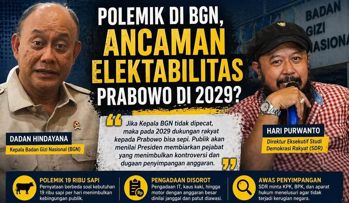Polemik Kepala BGN, SDR Ingatkan Dampak ke Elektabilitas Prabowo Subianto pada 2029.