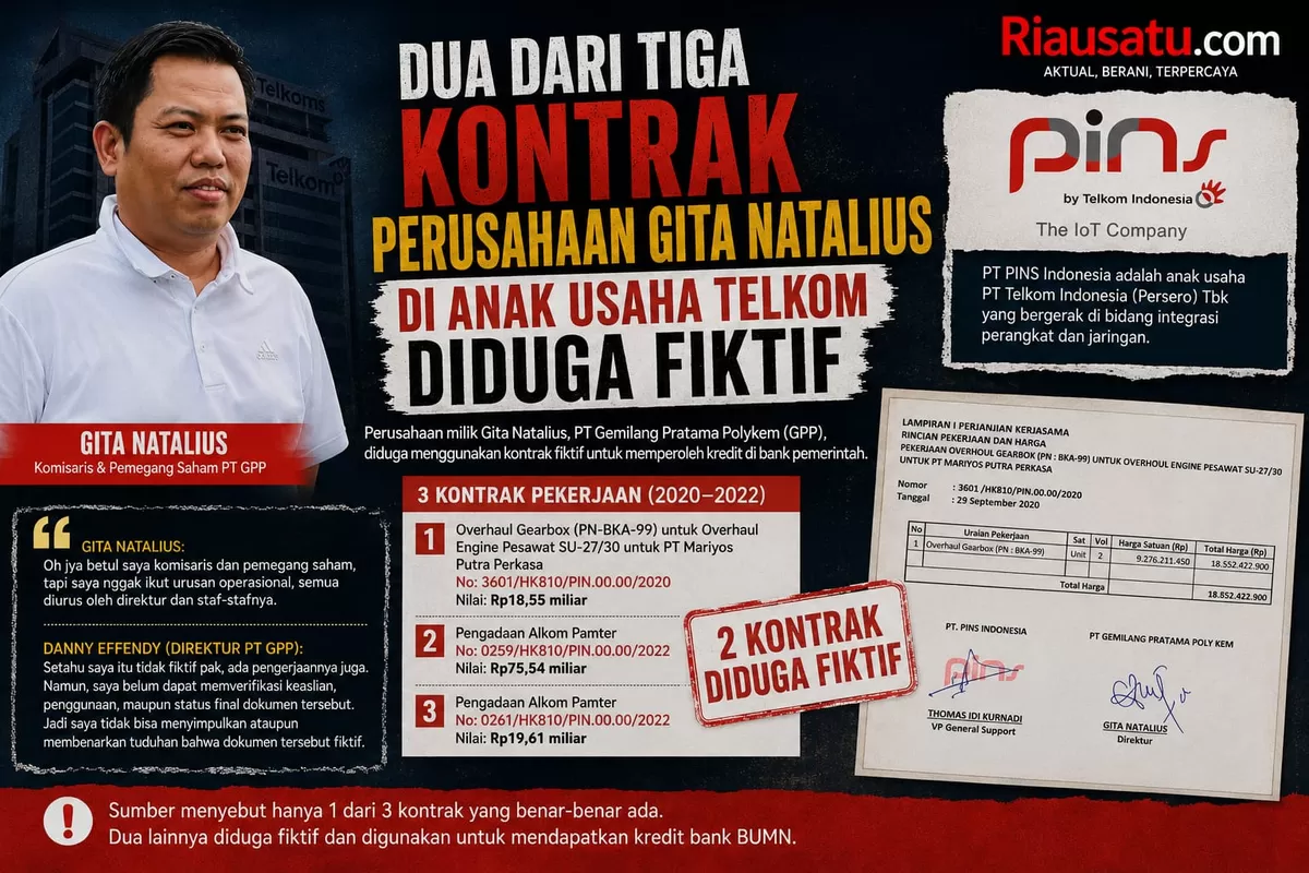 Dua dari Tiga Kontrak Perusahaan Gita Natalius di Anak Usaha Telkom Diduga Fiktif.