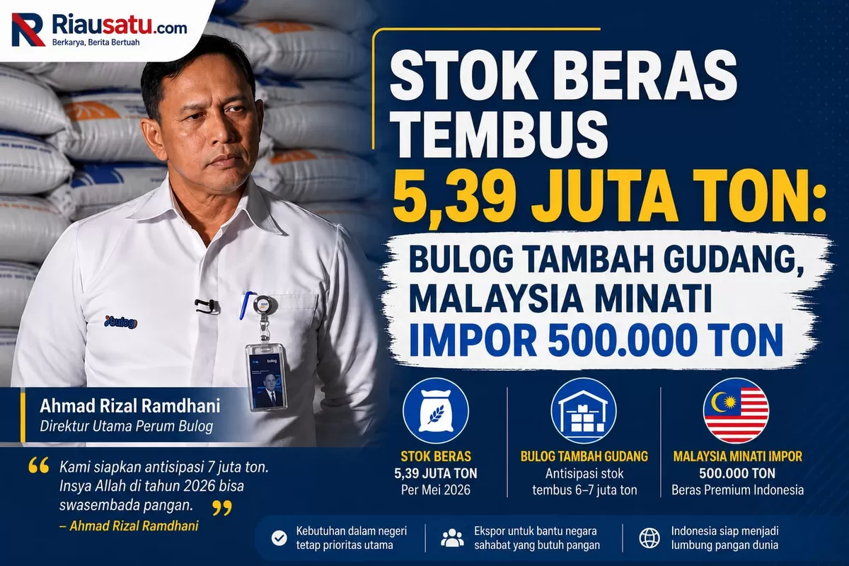Stok Beras Tembus 5,39 Juta Ton: Bulog Tambah Gudang, Malaysia Minati Impor 500.000 Ton.