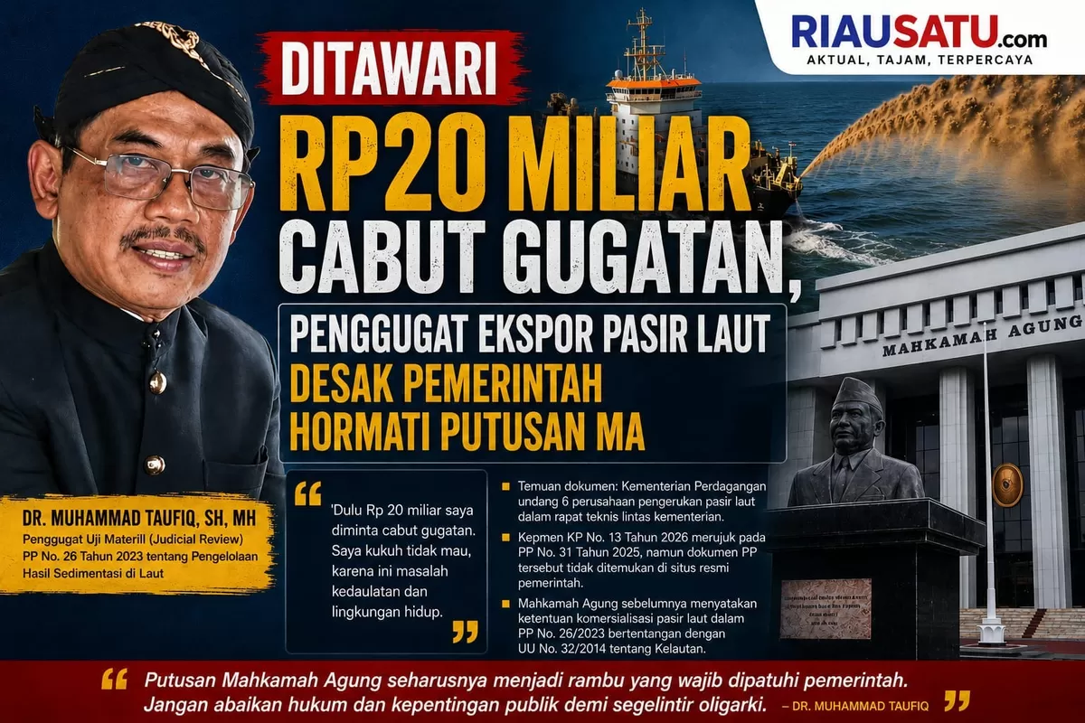 Ditawari Rp20 Miliar Cabut Gugatan, Penggugat Ekspor Pasir Laut Desak Pemerintah Hormati Putusan MA.