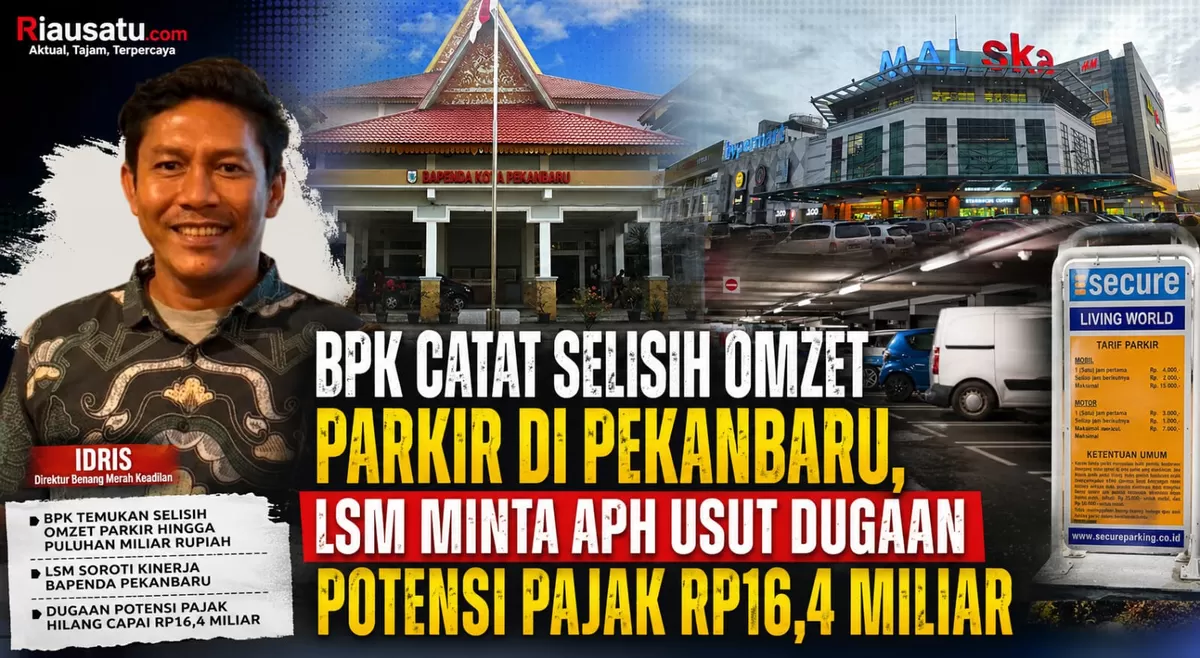 BPK Catat Selisih Omzet Parkir di Pekanbaru, LSM Minta APH Usut Dugaan Potensi Pajak Rp16,4 Miliar.