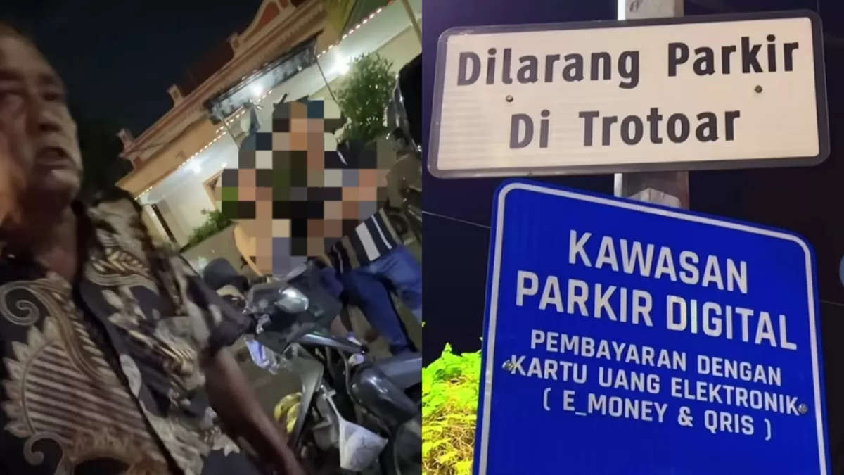 Jukir minta uang parkir padahal di area parkir digital di Surabaya. (Instagram/maulanaa.md)