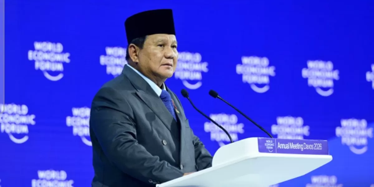 Presiden Republik Indonesia Prabowo Subianto berbicara di hadapan para pemimpin dunia dan pelaku ekonomi global dalam ajang World Economic Forum (WEF) 2026 di Davos, Swiss, Kamis (22/1). (FOTO: DOK)