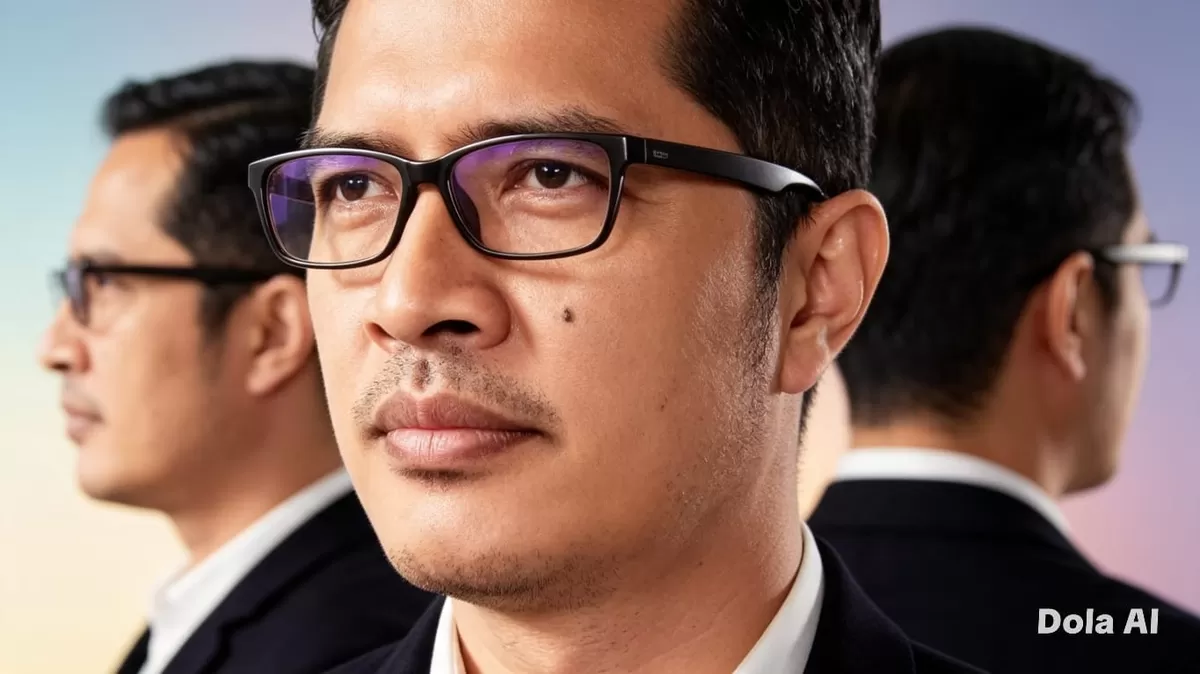 Advokat Febri Diansyah menjadi kuasa hukum Febrie Adriansyah dan menyampaikan perkembangan terbaru penyidikan kasus dugaan korupsi serta TPPU. (Dok. Hallo.id/ Kreasi Dola AI)
