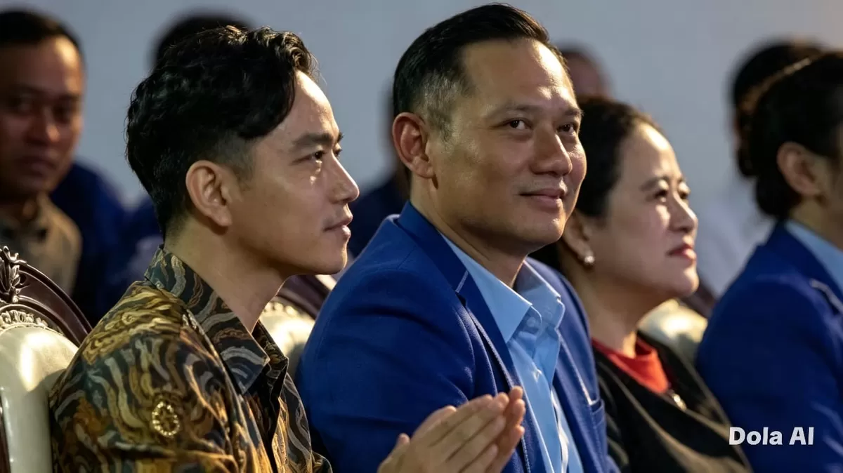 Analisis politik menempatkan Gibran Rakabuming Raka, Agus Harimurti Yudhoyono, dan Puan Maharani sebagai figur yang layak diperhitungkan menuju Pilpres 2029. (Dok. Kreasi Dola AI)