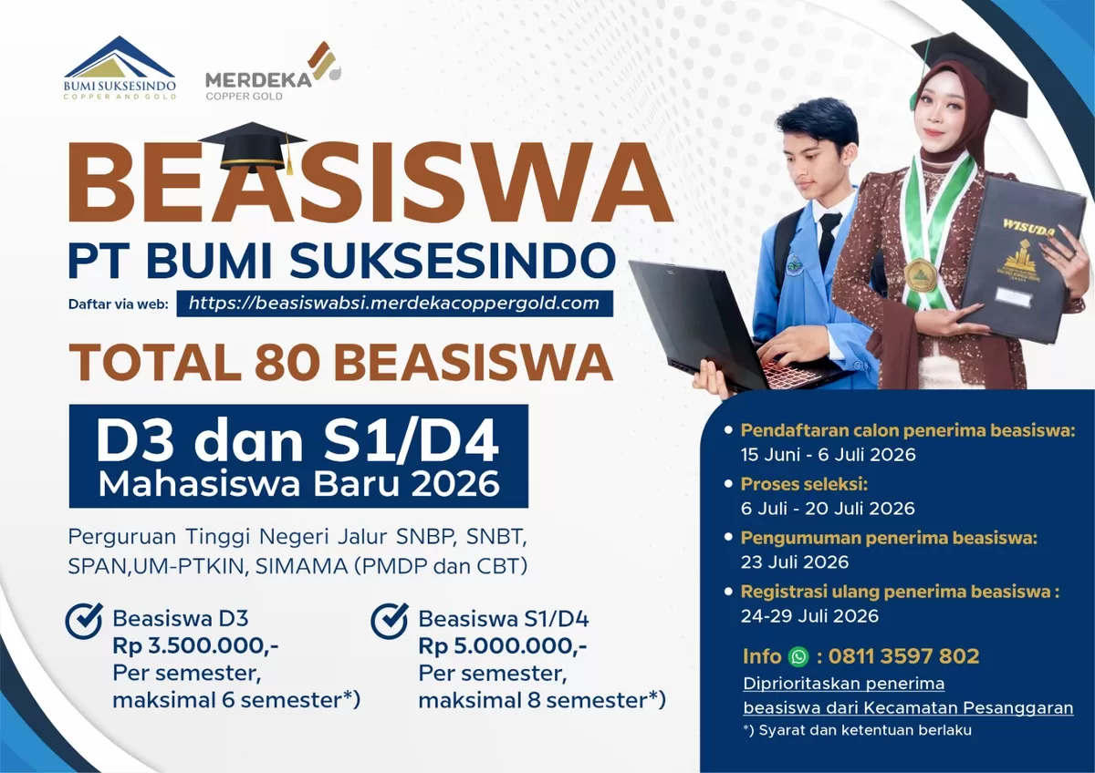 Beasiswa BSI 2026 Dibuka, 80 Kuota untuk Putra-Putri Banyuwangi
