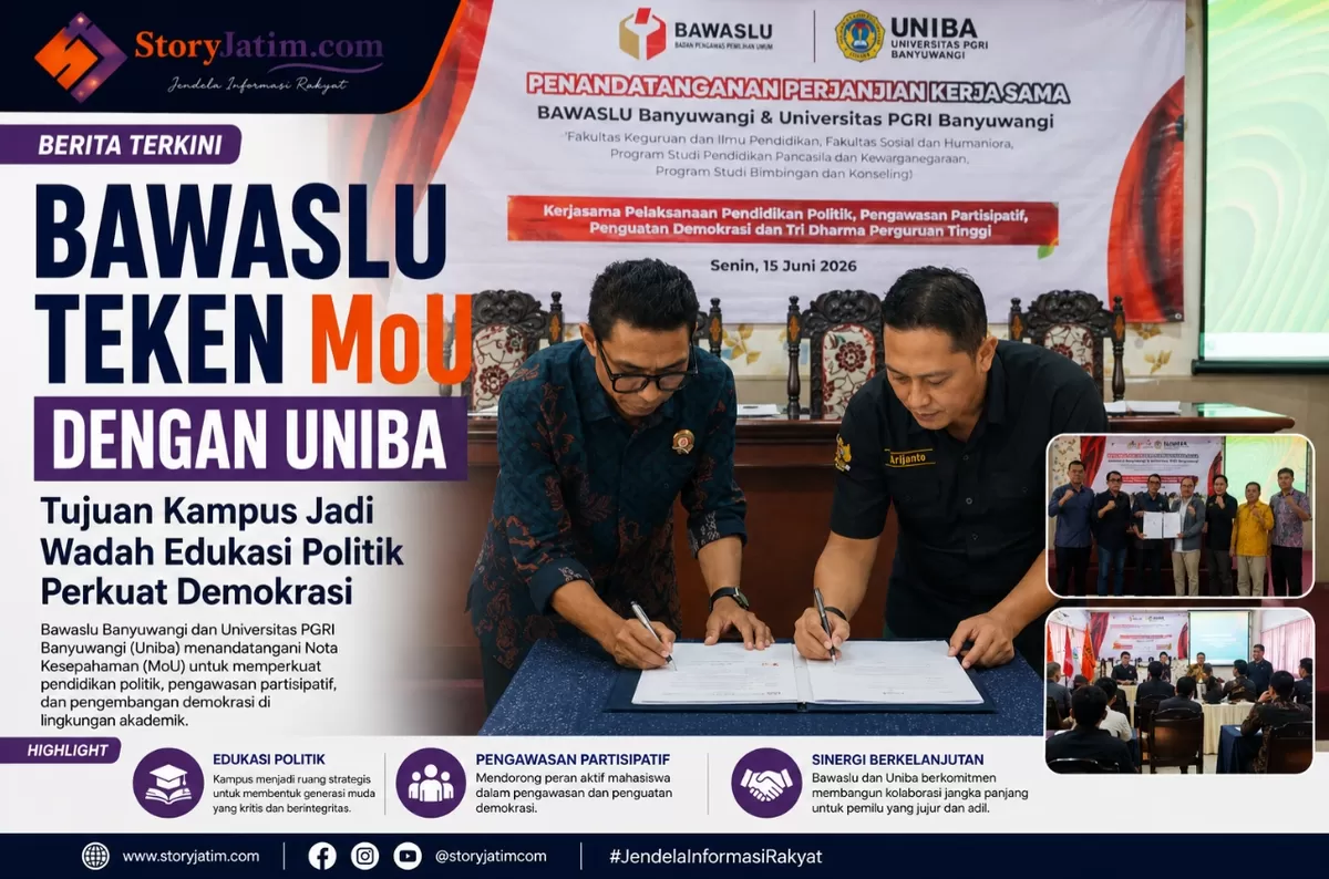 Bawaslu Teken MoU Dengan Kampus UNIBA Banyuwangi 