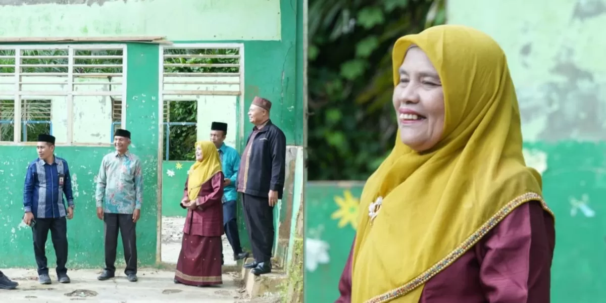 Mengintip kisah inspiratif seorang guru di Tapsel, Nur Ali yang menghibahkan tanah pribadinya untuk bangun sekolah usai banjir bandang.  (Foto : Dok. Kemenag)