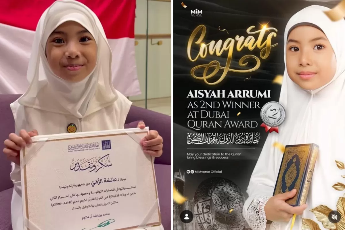 Aisyah Ar Rumy, hafizah muda asal Malang, Jawa Timur, sukses meraih juara dua dalam ajang bergengsi Dubai International Holy Quran Award 2026, (Ist)
