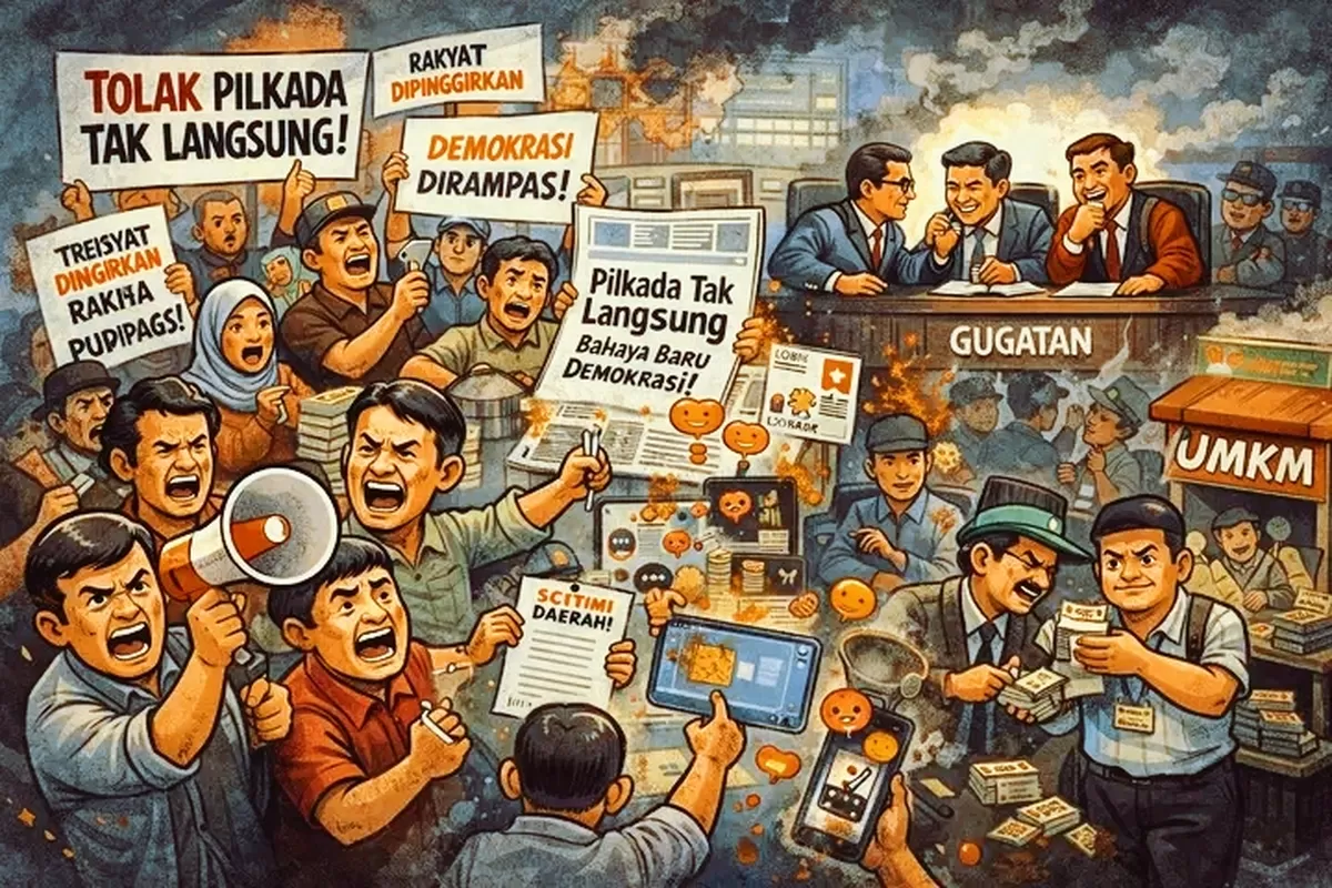Respon Pilkada Langsung vs  Pilkada Tidak Langsung (Foto:Ilustrasi Wicaksono)