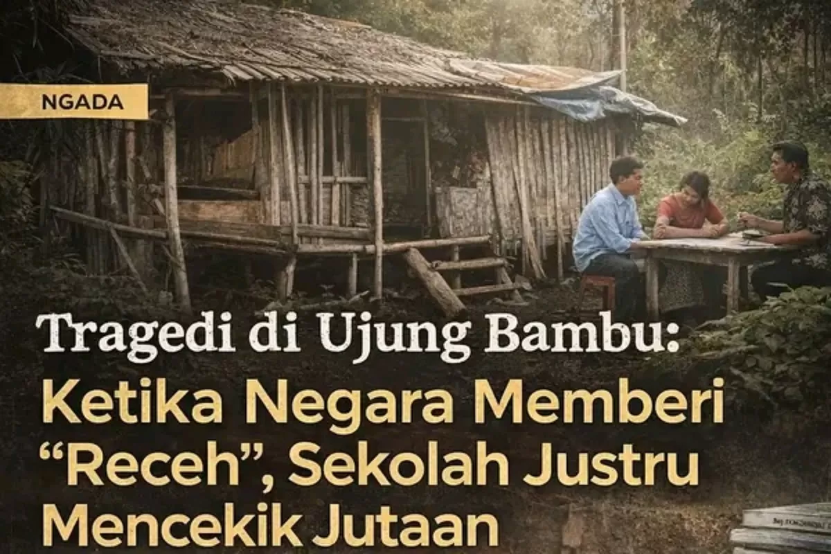 Ilustrasi Tragedi di Ujung Bambu: Ketika Negara Memberi "Receh", Sekolah Justru Mencekik Jutaan (Foto: Ilustrasi LM)