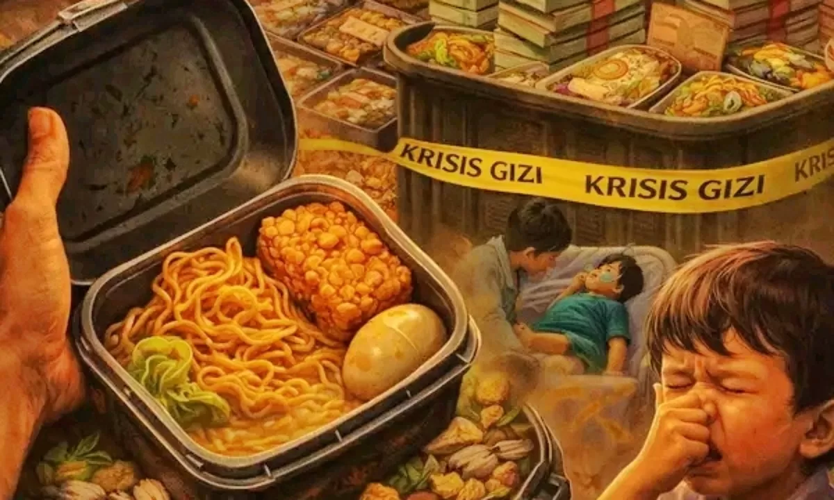 Ilustrasi MBG yang berakhir di tempat sampah (Foto:Ist.LM)