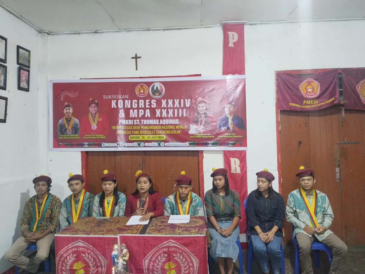 PMKRI Ruteng menggelar konferensi pers terkait kesiapan sebagai tuan rumah dalam menyelenggarakan Kongres dan MPA 2026 di bulan Juli mendatang.  (Gordi Jamat)