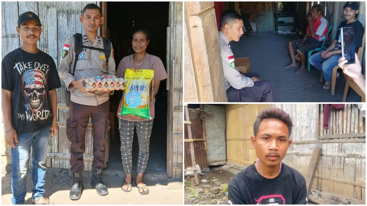 Aipda Hery Tena dari Polres Ngada saat mengunjungi Jimi Longa Anak Yatim di Desa Wogo, Ngada (Foto: Dok. Hery)