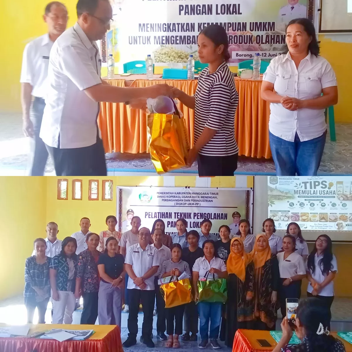 Dinas Koperasi, UKM, Perdagangan dan Perindustrian (DISKOP-UKM-PP) Kabupaten Manggarai Timur. Dalam Pelatihan Pembuatan Pangan Lokal  (Foto:Dok.NJ)