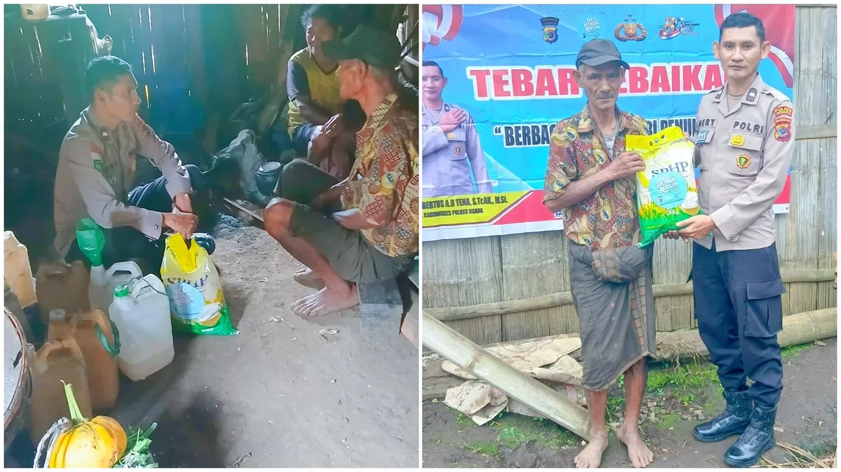 Aipda Hery Tena Datangi Pasangan Lansia di Wolokuru, Bawa Berkah dan Rasa Empati (Foto: Dok. Aipda Hery Tena)